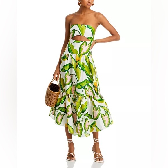 Farm Rio Summer Foliage Strapless Dress - Picture 4 of 16